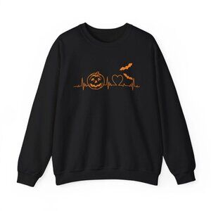 Halloween Heartbeat Sweatshirt – Unisex Crewneck, Cozy Fall Pumpkin Gift